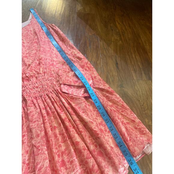Vintage RUE Du MAIL Pink Satin Printed Drop Waist Dress FEMININE Silk Size 38 S - Picture 10 of 10